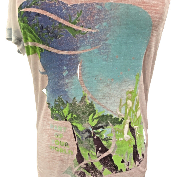 Disney Little Mermaid Slub Tee Shirt Top Size S Ariel Blue Green Short Sleeves - Picture 3 of 10